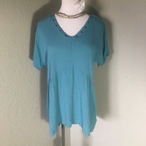 LEE V-Neck Blouse: Blue